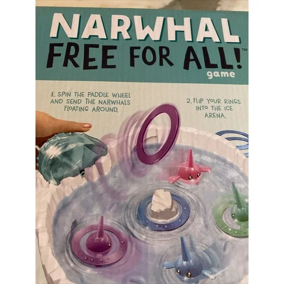 Mixlore Narwhal Free For All Game Blue Pink Ring Flinging Action Game - Picture 8 of 8